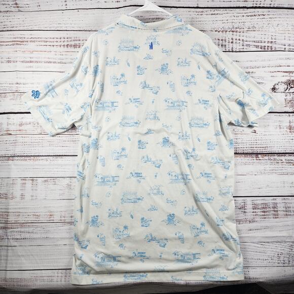 Johnnie-O Top Shelf Beginner's Luck Polo XL White Casino Palm Tree Golf Shirt - Picture 2 of 10